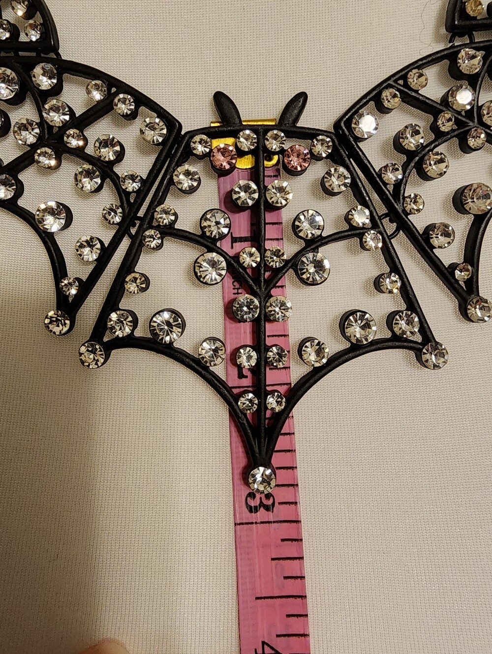 Betsey Johnson Black Rhinestone Bat Statement Bib Necklace NWT - Picture 6 of 10
